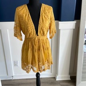 Yellow lace romper size M